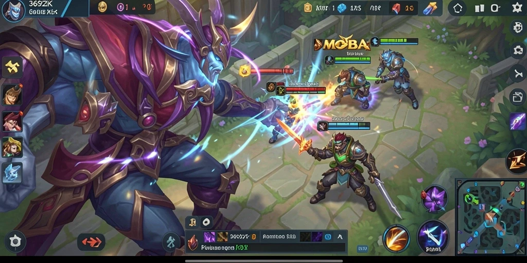 Tangkapan layar gameplay menarik dari 369ZK dengan pertempuran MOBA.