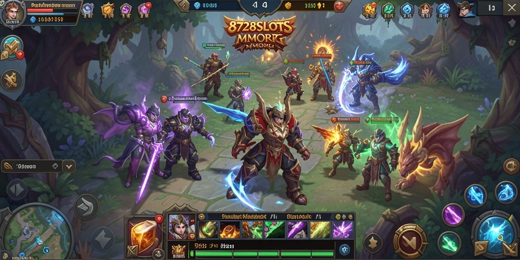 Screenshot gameplay menarik dari 8728SLOTS yang menampilkan pertarungan epik.