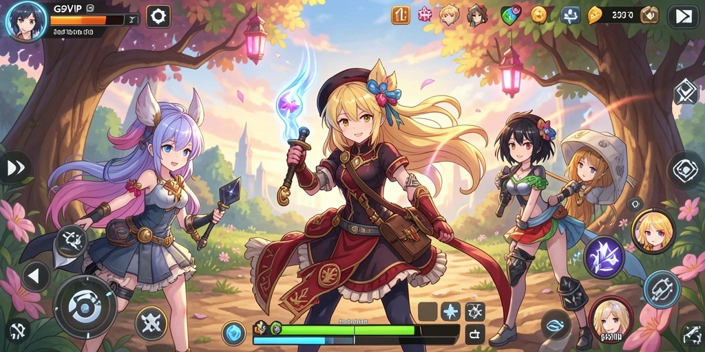 Screenshot utama G9VIP menampilkan aksi seru dalam gameplay anime.