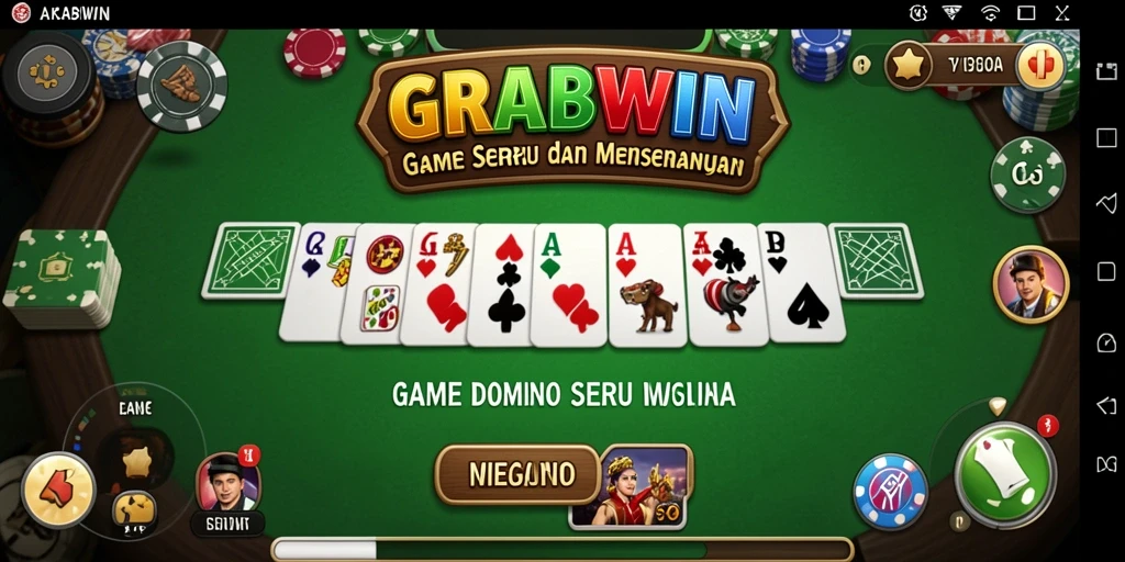 Tampilan gameplay seru dalam GRABWIN, penuh tantangan domino.