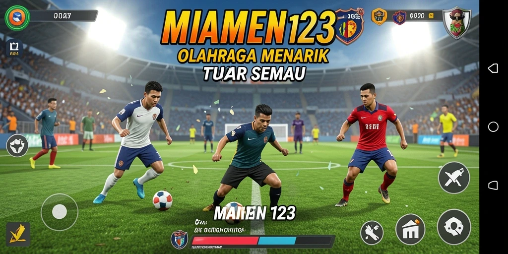 Screenshot gameplay MAMEN123 menampilkan pertandingan seru di lapangan.