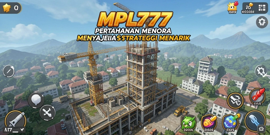 Screenshot gameplay MPL777 menampilkan aksi menara melawan gelombang musuh.