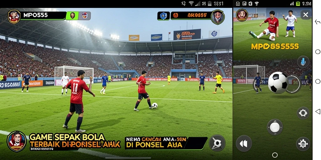 Tampilan gameplay MPO555 yang menarik dengan aksi sepak bola seru.