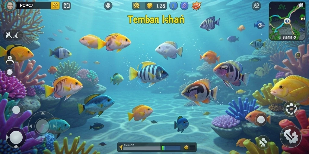 Screenshot gameplay menampilkan aksi menembak ikan di <strong>PCPC7</strong>.