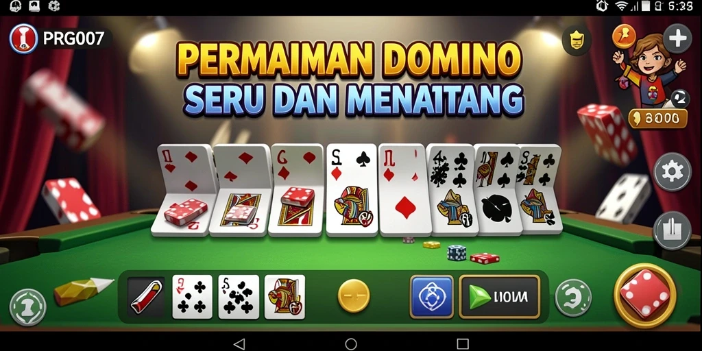 Tampilan screenshot gameplay seru PRG007 yang menggambarkan permainan Domino.