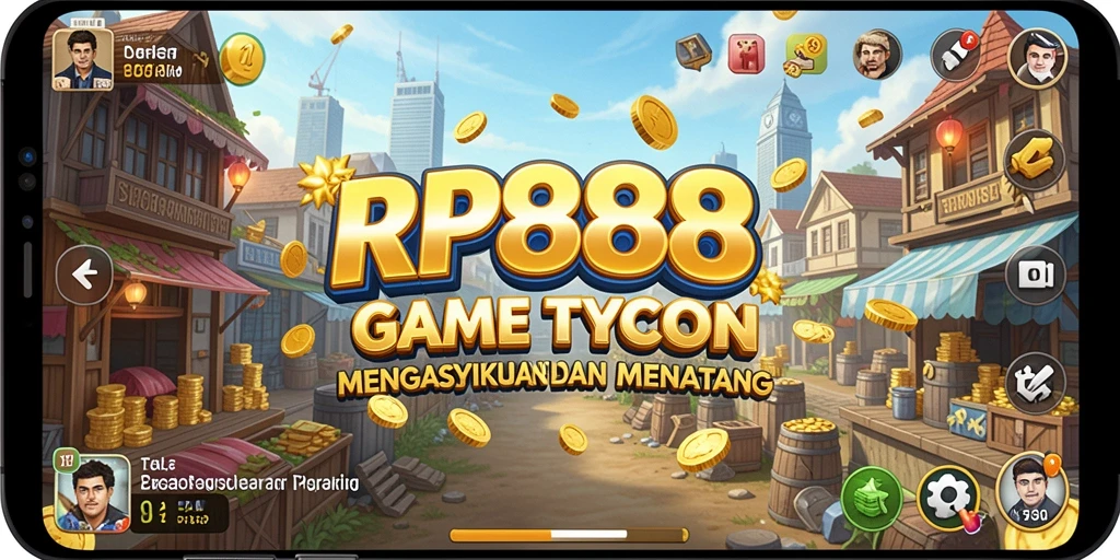Screenshot utama RP888 menampilkan aksi intens dalam membangun bisnis.