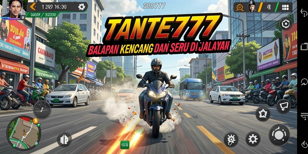 Tampilan gameplay Racing TANTE777 yang mendebarkan dan penuh aksi.